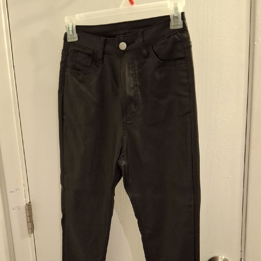 Black Faux Leather Pants